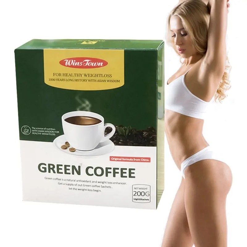 Private Label Afslankende Groene Koffie Wint Stad Ganoderma Gezonde Dieet Controle Poeder Instant Slank Groene Koffie Gewichtsverlies