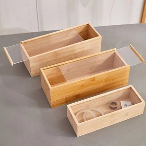 Boîte de rangement en bambou rectangulaire avec couvercle coulissant, faite à la main, pour bijoux, montres et lunettes - Product Image 2