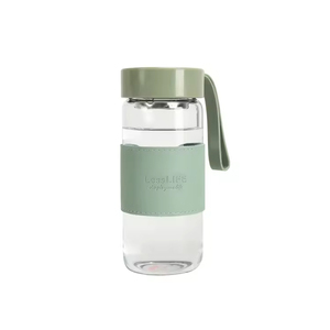Botella de Agua de Vidrio de Borosilicato de 480 ml (16 oz) con Funda de Cuero e Infusor de Té, Personalizable con Logotipo, Venta al Por Mayor de Fábrica - Product Image 3
