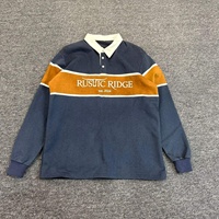 T-shirt à manches longues en coton épais, coupe oversize, col polo, épaules tombantes, brodé, style streetwear, fabricant sur mesure