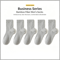Herren Einfarbige Bambusfaser-Crew-Socken 200N Hochdichte Strickstrümpfe Atmungsaktiv Antibakteriell Deodorant Business-Anzugsocken