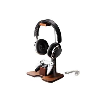 Wooden Headphone Stand With <b>Controller</b> Holder Desktop <b>Gaming</b> Accessory Multipurpose Storage Rack - Product Image 1