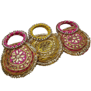 Sacs Potli en Soie Gota Patti Traditionnels Faits Main en Inde avec Poignée Perle, Petite Pochette à Monnaie Shagun, Cadeaux de Mariage et de Cérémonie Haldi - Product Image 3
