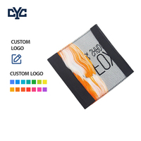Étiquettes de vêtements personnalisées en polyester tissé rectangulaires avec logo de marque en tissu, pliées à la fin, étiquette de couleur pour le cou, pour l'image de marque des vêtements