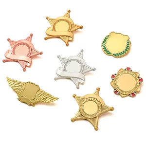 Manufacture Supplier Custom Pin Metal Star Wings Pin Badge Laser Engraving for Souvenir Badges