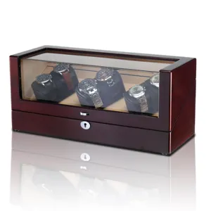 Pemasok tepercaya Desain Mode 6 kotak jam tangan kotak kayu jam tangan berputar kotak winder