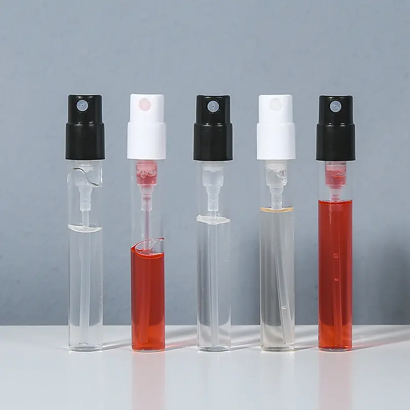 1ml 2ml empty small glass perfume tester bottle sample vials with crimp sprayer