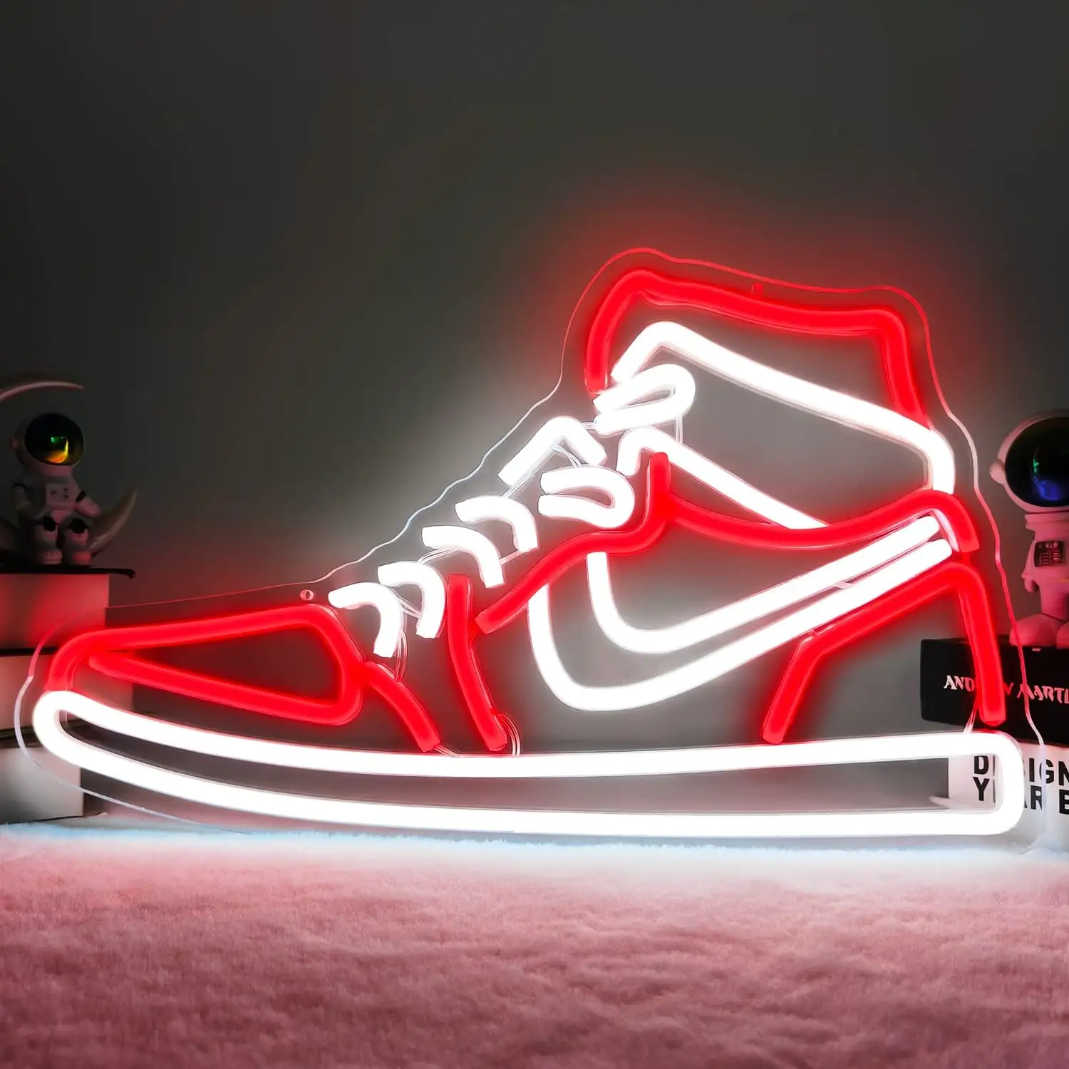 Sneaker sepatu tanda Neon, sepatu olahraga tanda Neon untuk dinding dapat diredupkan LED anak laki-laki lampu Neon untuk kamar tidur pria gua pesta rumah