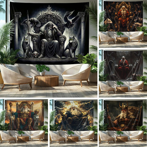Tapisserie murale en polyester imprimée Thron du roi noir nordique, lavable en machine, décoration murale, art mural, vente en gros, moderne - Product Image 5