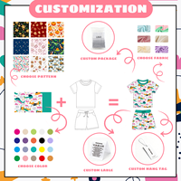 Ensembles de pyjamas pour bébé en bambou biologique personnalisés, manches courtes, taille haute, deux pièces, pyjama de nuit, vêtements de nuit pour enfants