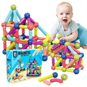 子供のおもちゃのための3D磁気構造セット早期学習コンストラクターさまざまな磁気ロッドビルディングブロック