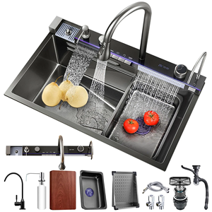 HANMEI 304 Stainless Steel Whale Waterfall Display <strong>Kitchen</strong> <strong>Sink</strong> Honeycomb Large Single Bowl LED Digital Display <strong>Kitchen</strong> <strong>Sink</strong> - Product Image 3