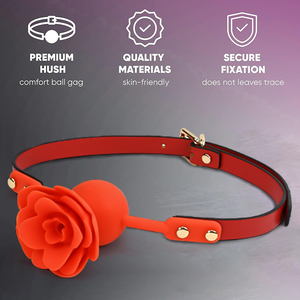 Kırmızı Gül Tasarımlı Silikon Ayarlanabilir Askılı Zarif Rahat Rol Yapma Aksesuarları Ağız Topu <span class=keywords><strong>Gag</strong></span> - Product Image 5