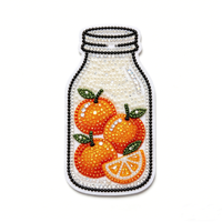 Applique de luxe 3D en strass perlés, motif bouteille orange brodée, thermocollante, pour la décoration de vêtements