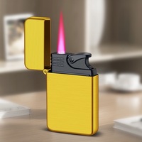 Briquet en métal en gros d'usine, flamme rouge, briquet gonflable, briquet au butane personnalisé au laser