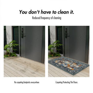 Paillasson demi-cercle de style européen transfrontalier avec motif médaillon, antidérapant pour entrée de maison, en fibre de polyester - Product Image 3