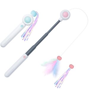 Jouet pour chat détachable, bâton interactif pour chatons et chats d'intérieur avec plusieurs accessoires pour jouer, courser et sauter - Product Image 1