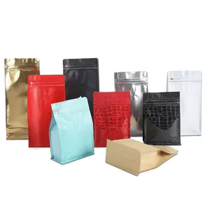 Sac à café à fond plat en plastique avec Valve, feuille d'aluminium mat, 100g 250g 500g 1kg 12 Oz, livraison gratuite