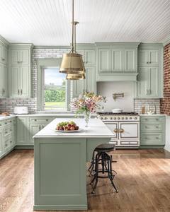 Ensemble de meubles de Cuisine en bois massif, blanc, gris clair, style canadien classique - Product Image 6