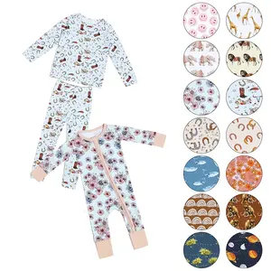 New Design Custom Pattern Bamboo Hot Selling Baby Clothes Comfortable Delicate Long Sleeve Zipper O-neck Baby Romper