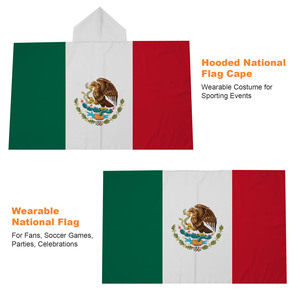 Capa con Capucha de la Bandera de México 3x5 pies, Poliéster 100D, para Fanáticos del Fútbol El Tri, Cinco de Mayo, <span class=keywords><strong>Viva</strong></span> México, Souvenir - Product Image 2