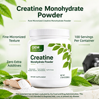 Bubuk Creatine Monohydrate Mikronisasi 200 Mesh 5g 100 Sajian Pendukung Energi Otot untuk Dewasa OEM ODM HALAL