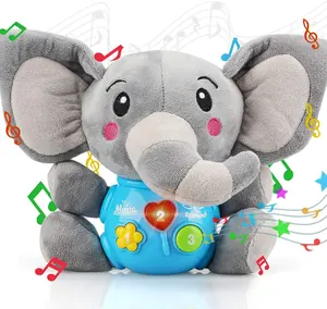 Оптовая продажа, высокое качество, звук и свет, мультяшный слон, плюшевая игрушка с батареей, подарок ребенку на день рождения