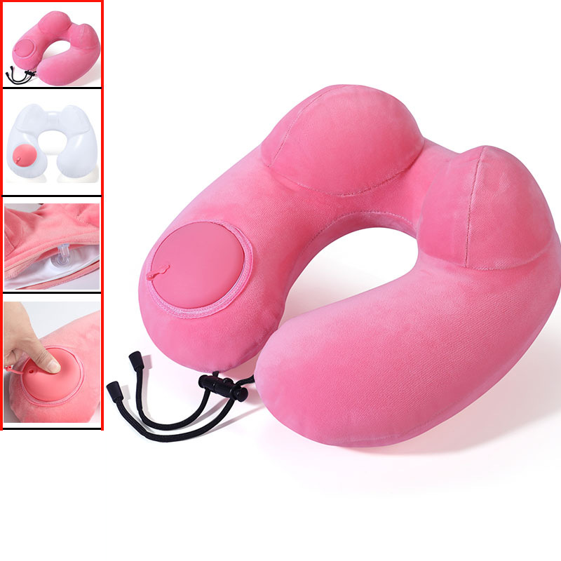 Almohada Inflable en Forma de U con Joroba de Camello Rosa