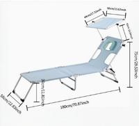 Chaise longue de jardin confortable, chaise longue pliante avec coussin, turquoise, chaise longue de luxe, lit de soleil, bronzage