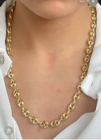 럭셔리 패션 신상 주얼리 18K 옐로우 골드 Au750 정품 리얼 골드 3.5mm 4.6mm 5.6mm 링크 커피빈 체인 목걸이 (여성/남성용)