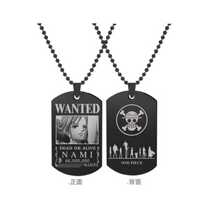 10 modèles de colliers en acier inoxydable laser <span class=keywords><strong>Sanji</strong></span> Luffy, vente en gros, collier avec pendentif de personnage d'anime Ace <span class=keywords><strong>Wanted</strong></span> Order pour hommes - Product Image 3
