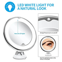 Flexible 10x Magnifying Vanity Mirror with LED Lighted Makeup Mirror Lighting Dressing Makeup Lamp Bottom Sucker