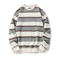 American Retro Style Pullover Hoodie pour Hommes Femmes Contrast Stripes Design Loose Casual Jacket Long 100% Cotton Terry XS-XL for