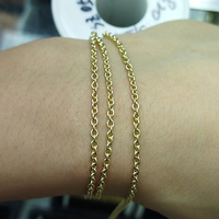 Cadena de Oro Real AU375 de 9K, Eslabones Redondos en Forma de O, Cable Resistente de 2.1mm para Pulseras Permanentes, Joyería que No se Deslustra