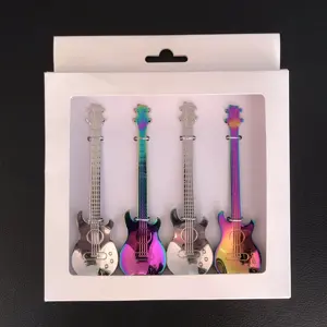 Creative Cat Guitar Rocking Kitty Ocean Fish Coffee Scoop Customized Box Spoon Set