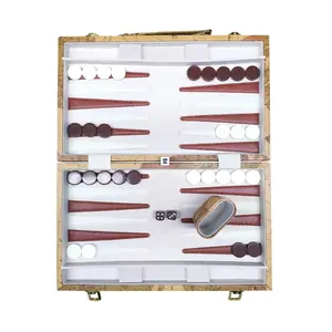 New Custom PU Leather Play scacchiera Set di scacchi di lusso Set di scacchi pedine Backgammon Set di giochi da tavolo in legno 3 in 1