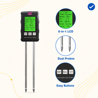 Testeur de pH du sol numérique 6-en-1 de haute qualité avec écran LCD, testeur de température, testeur d'humidité et de luminosité pour plantes de jardin OBM/OEM/ODM