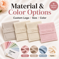 Pochette à bijoux ovale en microfibre avec logo personnalisé, bouton-pression, résistante aux rayures, emballage cadeau en gros OEM pour marques de bijoux