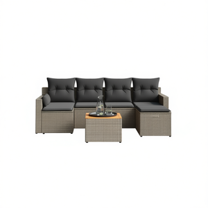 Ensemble de canapés de jardin en rotin moderne 4 places, mobilier d'extérieur au design contemporain, couleur grise, sièges durables pour patio - Product Image 1