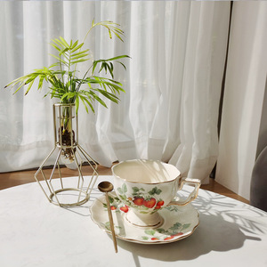 Ensemble de tasses à café rétro européen tasses et assiettes en céramique thé anglais de l'après-midi jantes dorées grandes tasses à thé restaurants français bars - Product Image 2