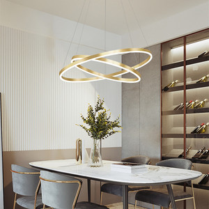 Simig illuminazione moderna di lusso in acrilico lampada ad anello d'oro a spirale lampada a sospensione a doppia altezza <span class=keywords><strong>lampadario</strong></span> da soggiorno - Product Image 2