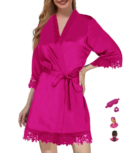 Phụ Nữ Của Satin Áo Choàng Cô Dâu Phù Dâu Lụa Áo Choàng Tắm Mượt Kimono Áo Choàng Cho Đám Cưới Đảng Loungewear Ren Quần Áo Ngủ Phong Cách A9007mk - Product Image 5