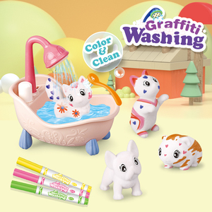 Educatief Schilderij Tekenen Speelgoed Cartoon Graffiti Katten Bad Krabbels Doen Alsof Spelen Bad Speelgoed Voor Kinderen - Product Image 2