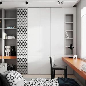 Armoire de chambre à coucher moderne pliable de luxe avec portes en bois, design minimaliste pour la maison et la villa - Product Image 4