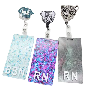 Medical Custom Bling Rhinestone BSN RN CNA Badge Reel With Card Holder Office Supply Buddy For Nurse Customized Accessories