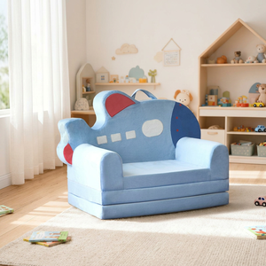 Sillón Infantil <span class=keywords><strong>Plegable</strong></span> Portátil, Cama de Esponja de Alta Densidad con Diseño de Avión de Dibujos Animados para el Descanso del Bebé - Product Image 3