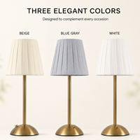Lampe de bureau LED moderne rechargeable sans fil en tissu, à température de couleur réglable et intensité variable, idéale pour les tables de mariage