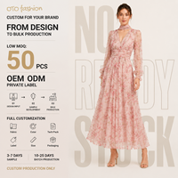 Robe décontractée ample à manches longues et col en V pour femmes, fabrication sur mesure OEM ODM, fabricant de vêtements à marque privée, faible MOQ