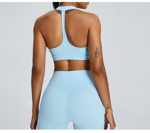 Soutien-gorge de yoga solide à col licou pour femmes ensemble de shorts 2 pièces respirant séchage rapide écologique vêtements de sport d'été Shorts d'entraînement - Product Image 3