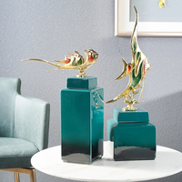 SANLOREN Design de mode pour la décoration de bureau de bureau idéal pour les cadeaux présents Ornement de poisson à base verte